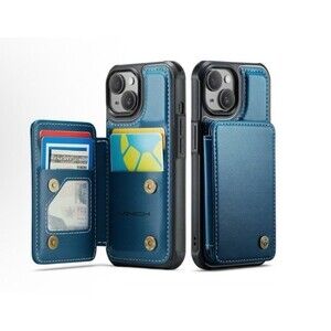 Vinich For iPhone 15 Plus Wallet Case W/ RFID Blocking Blue